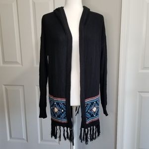 Flying Tomato Open Front Aztec Fringe Cardigan